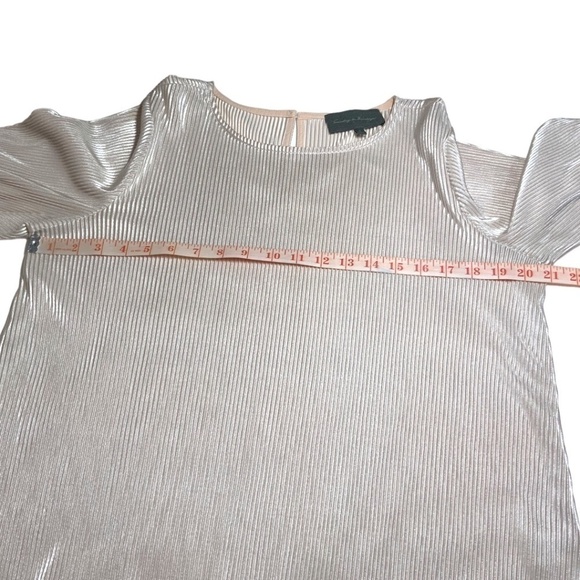 ANTHROPOLOGIE Sunday in Brooklyn Pale Dusty Pink Micro Pleat Slinky Top US Sz S - Picture 5 of 8